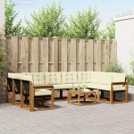 Generisch Outdoor-Sofagarnitur 10 tk Natur und Creme Massivholz Akazie,M&ouml;bel,M&ouml;belgarnituren,82.1KG,3369065