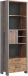 Forte Clif 1 ukse ja 2 sahtliga puidust komposiitriiul, vintage puidu / betooni v&auml;limusega, tumehall, 67 x 204,7 x 41,6 cm