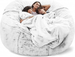 Bean Bag Cover ilma t&auml;idiseta Outdoor Giant Fluffy Fur Bean Bag Cover Xxl Round Children Soft Faux Fur Bean Bag Lazy Diivan Bed Cover Washable Living Room Furniture ( V&auml;rv : X , Suurus : 180X90