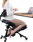 P&otilde;lvitool seljatoega Ergonoomiline reguleeritav kontoritool, millel on paremaks kehahoiuks nurga all olev iste Paksud mugavad padjad Mustad