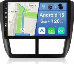 [6GB + 128GB] Android 15 autoraadio Subaru Forester/Impreza 2007-2012-[Integreeritud CarPlay/Android Car/DSP/GPS]-9-tolline IPS 2.5D kaamera + MIC-DAB/peeglilink/Bluetooth 5.0/360 kaamera/juhtimispult