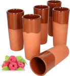 MamboCat 6 savitopsi komplekt 250 ml I Keskaegsed joogitopsid k&auml;sitsi valmistatud I Meed Mug Viking Glass I Savist veinitops osaliselt glasuuritud I Savist joogitopsid Vahemere stiilis I Gl&ouml;giveinitopsid ilma k&auml;epidemeta