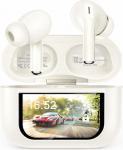 ZZU juhtmevabad Bluetooth k&otilde;rvaklapid nutika puuteekraaniga, 48 tundi t&ouml;&ouml;aega, Bluetooth 5.4, ANC & ENC m&uuml;ra t&uuml;histamine, 5 EQ režiimi, HiFi Stereo, IPX7 veekindel beež v&auml;rviga