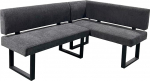 byLIVING Vancouver nurgapink, riidest kangas, antratsiit, metallraam, must pulberv&auml;rvitud, tasku vedruga, pikk vasakpoolne, 181,5 x 125 cm, k&otilde;rgus 86 cm