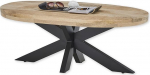 MUMBAI Coffee Table Oval Solid Wood Mango with Black Metal Frame - High-Quality and Natural Sofa Table for Your Living Area - 120 x 45 x 60 cm (W x H x D)