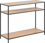 AC Design Furniture J&ouml;rn ristk&uuml;likukujuline konsoollaud 2 riiuliga, metsiku tamme riiulid ja must metallist raam, mitmek&uuml;lgne elutoa m&ouml;&ouml;bel, v&auml;ikese toa m&ouml;&ouml;bel, korrastatud kodukontor