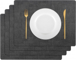Tischset, 4er-Set, dunkelgrau, Kunstleder, Tischsets - abwischbar, hitzebest&auml;ndig, wasserfest, for Essen und Veranstaltungen