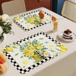 Lauakatted, komplekt 8, Lemon Flower laualauad, PVC laualauad, kuumakindlad isoleeritud lauakatted, komplekt 4, plekikindlad