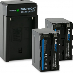 Blumax NP-F550 Battery 6600 mAh + Charger NPF550 Charger NP-F970 NP-F960 NP-F750 Pack of 2