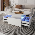 KEEPREAPER &uuml;mmargune kohvilaud 16-v&auml;rvilise LED-valgustusega elutuppa 80 x 80 x 40 cm (valge)