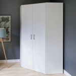 Forte ECONOBOX 2 nurgakapp 115 120, 2-ukseline p&ouml;&ouml;rduksega kapp, puukomposiit, valge, 116,8 cm lai, 210,5 cm k&otilde;rge, 116,8 cm s&uuml;gavus