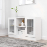 Moodne Sideboard, 2 ust ja avatud hoiukapid Lauad Buffet kabinet / Buffet laud Kodum&ouml;&ouml;bel elutuppa, valge, klaasuksega