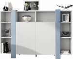 Vladon Ida Highboard, Made in Germany, 12-kohaline k&uuml;ljepaneel, korpus mattvalge, esik&uuml;ljed matt teksatoonist (149 x 101 x 34 cm) Suur v&auml;rvivalik.