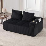 2-kohaline Cloud diivan segmendiga, kondita diivan seljapadjaga, modulaarne diivan elutuppa, magamistuppa, Corduroy lamamistool integreeritud joogihoidjaga, ei vaja kokkupanekut, must