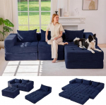 MAXYOYO Modulaarne nurgadiivan, teisaldatav diivanvoodi koos kokkupandava magamiskohaga ja padjaga, Corduroy Tufted Base Diivan ilma raamita elutuppa, magamistuppa, k&uuml;lalistetuppa, ei n&otilde;uta kokkupanekut