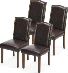 DUMOS s&ouml;&ouml;gitoa toolid, komplekt 4, elegantsed ja ilusad kaasaegsed s&ouml;&ouml;gitoolid, PU nahast polsterdatud k&ouml;&ouml;gitoolid, s&ouml;&ouml;gitoa toolid, sobivad k&ouml;&ouml;ki, elutuppa, magamistuppa (tumepruun)