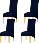 Solid Fabric Stretch XL High Back Chair Covers for Dining Room, Spandex Large Dining Chair Slipcovers for Home Life Restaurant Hotel (Navy, komplekt 4)