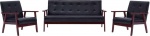 3-TLG. Sofagarnitur Schwarz Kunstleder Modernes Skandinavisches Mini Sofa Set mit 2 Sessel & 3-Sitzer Couch 158 cm Breit Bequeme Polsterung f&uuml;r Wohnzimmer B&uuml;ro Flur