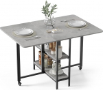 Mondeer mobiilne kokkupandav s&ouml;&ouml;gilaud, kokkupandav laud 2 avatud riiuliga v&auml;ikestesse ruumidesse, s&ouml;&ouml;gituppa, k&ouml;&ouml;ki, 120 x 80 x 75 cm, Hall