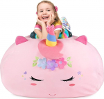 GAGAKU Cuddly Toy Bean Bag Storage Cover 200 L, XXL m&auml;nguasjade hoiukott lastetoas Suur t&auml;idetav Zip Bean Bag organiseerimiseks (Unicorn)