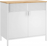 SONGMICS LSC102W57 Metallist hoiukapp kahe uksega, magnetilise sulgemisega, reguleeritava riiuliga, teraskarkass, 40 x 80 x 76 cm, naturaalne beež/valge