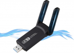 USB WLAN Stick 1300Mbps Dual Band, WiFi adapter arvutile USB 3.0, 5.8GHz/2.4GHz WLAN Stick 2 x 5dBi antenniga, &uuml;hildub Windows 11/10/8/7/Vista/XP, Mac OS10.9-10.15, Linux (must)