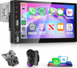 Rimoody traadita Carplay autoraadio 1 DIN koos You-Tube traadita Android auto Bluetooth peeglilink 7-tolline puuteekraaniga autoraadio Bluetooth FM-raadio USB/TF/AUX roolijuhtimiss&uuml;steemiga tagurduskaamera