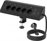 Kinglink lauapistikupesa vooluv&otilde;rk koos paisumiskaitsega, mitme pistikupesa laua 5-kohaline individuaalse l&uuml;litiga, 11-in-1 USB C nurgapistikupesa 1,8 m kaabliga kontorisse, musta v&auml;rvi