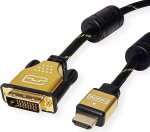 Roline 11.04.5891 2 m HDMI DVI Must, kuldne videokaabli adapter - Videokaabli adapterid (2 m, HDMI, DVI, Male, Male, Gold)