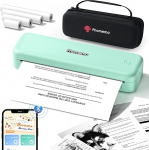 Phomemo M834 Thermal Printer A4, Mobile Printer A4 for Travel, Office, School, Home, Compatible with Smartphones and Computers, Portable Printer with Carry Bag and 4 Rolls Thermal Paper, Green