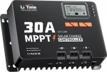 LiTime 30A MPPT 12V/24V auto DC sisendiga p&auml;ikeselaadimise kontroller Bluetooth-mooduliga, parameetrite reguleeritav LCD-ekraan, LED-indikaatorid, p&auml;ikesepaneelide kontroller, liitiumaku jaoks