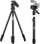 Rollei Compact Creator statiivkaamera, 152 cm alumiiniumist valmistatud reisistatiiv, kerge ja ruumi s&auml;&auml;stev fotostatiiv koos integreeritud mobiiltelefoni hoidiku ja kaugv&auml;ljal&uuml;litiga DSLR- ja mobiiltelefonidele.