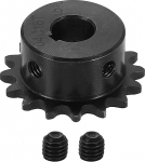 hankimise kaart #25 10mm Bore 35mm OD 16T C45 Carbon Steel ANSI #25 Roller Sprocket Round Hole koos 3x1.4mm Keyway ja reguleerimiskruvid ISO 04C jaoks