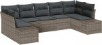 Rantry 7-teiliges Garten Sofa Set mit Kissen Grau Poly Rattan Gartenlounge Model3355878