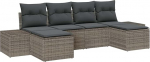 Rantry 6-teiliges Garten Sofa Set mit Kissen Grau Poly Rattan Gartenlounge Model3355838