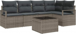 Rantry 5-teiliges Garten Sofa Set mit Kissen Schwarz Poly Rattan, 2-Sitzer Garten Sofa mit Kissen Grau Poly Rattan Gartenlounge Model3346389