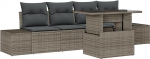 Rantry 5-teiliges Garten-Sofa-Set mit Kissen Grau Poly Rattan Gartenlounge Model3349085