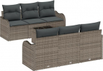 7-teiliges Garten Sofa Set mit Kissen Grau Poly Rattan Gartenlounge Model3345589
