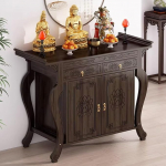 Buddha-Altartisch aus Bambus mit Stauraum, Meditationsschrank im Vintage-Stil, chinesischer Opfertisch, lihtsam Nischenschrein f&uuml;r spirituelle Praktiken (120 x 40 x 100 cm)