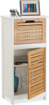Relaxdays Bamboo Side Cabinet, Half-Height Bathroom Cupboard with Drawer, HWD: 83 x 40 x 30 cm, Hallway and Living Room, White