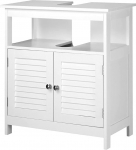 BAKAJI Vanity Unit Bathroom Cabinet Two Doors Double Opening Modern Design Space Saving Interior Shelf Wood White 60 x 30 x 60 cm