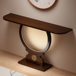 Konsolentisch Schmal, Eingangsbereich M&ouml;belmit Stimmungsvollem Licht, Bambusmaterial, Verdickte Basis, f&uuml;r Flur, Wohnzimmer(120x28x78/47x11x31in)