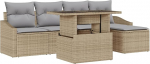6-Teiliges Garten Sofaset mit Kissen Beige Poly Rattan Gartenlounge Model3348986