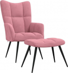 vidaXL tugitooliga tugitool, terasraamiga tugitool, l&otilde;&otilde;gastav tool, polsterdatud tool k&auml;etugedega, TV tool, polsterdatud tool, elutuba, kaasaegne, roosa sametiga