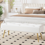 Ckaff polsterdatud pink, voodipink, magamistoapink, 113,5 x 36,5 x 43 cm, meigipink, koridoripink, jalutuspink, kingapink, s&ouml;&ouml;gitoapink metallist jalgadega kunstnahast magamistuppa, elutuppa, elutuppa