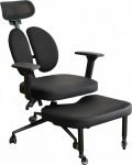 YOOTMEEN Ergonoomiline p&otilde;lvitool seljatoega, must, kontoritool k&auml;etugede ja jalatoega, reguleeritav topelt seljatoega p&otilde;lvetool ratastel
