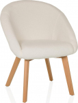 hjh LIVING Scandi TED Soft Boucle kangast s&ouml;&ouml;gitool puidust jalgadega mugavalt polsterdatud valge tooliga