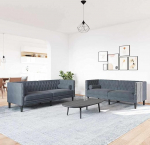 Gecheer Diivan Set Dunkelgrau Samt, Polstersofa Gepolsterte Couch f&uuml;r Wohnzimmer Apartment B&uuml;ro G&auml;stezimmer3385865