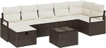 Rantry 8-teiliges Garten-Sofa-Set mit Kissen Braunes Poly-Rattan Gartenlounge Model3359207