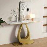 PQXQZ Moderner Konsolentisch Dekorativer Beistelltisch mit Metallrahmen f&uuml;r den Eingangsbereich Dekorationselement f&uuml;r das Wohnzimmer f&uuml;r Flur Diele und Foyer(Gold,100x30x80cm)